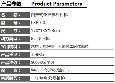 自走式柴油机拌料机参数